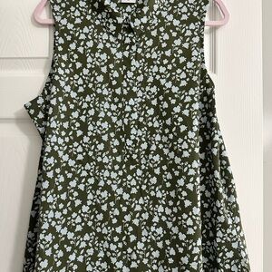 CAbi Olive Floral Button-Up Shirt